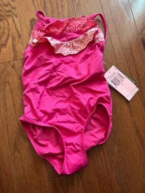 New Juicy Couture Bright Pink Girls One-Piece Swimsuit with Embroidered Logo